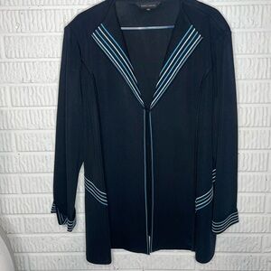 Ming Wang Long Black Cardigan With Stripes